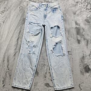 Willow &‎ Root Jeans Womens 25 Blue Light Wash The Dad Jean Distressed Relaxed